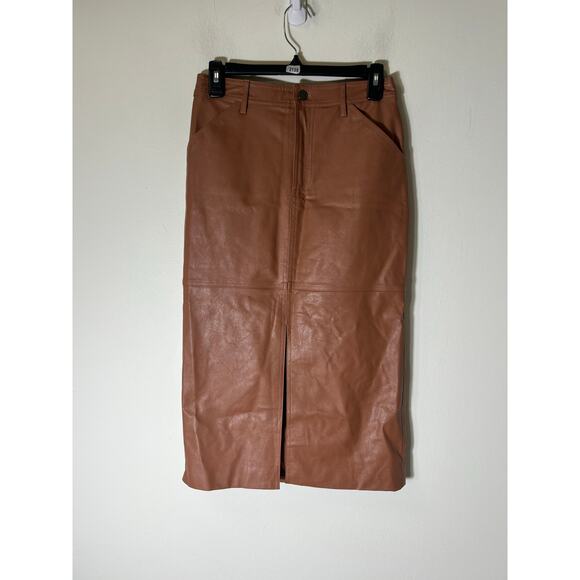 Sanctuary Dresses & Skirts - Sanctuary Brown Vegan Leather Midi Pencil Skirt Sz 25
